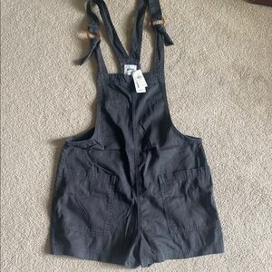 Aerie Black Charcoal Shortall Overalls Romper XS NWT - Adjustable Straps